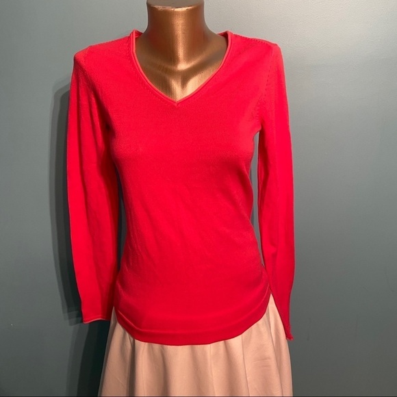 Women’s  Olsen‎ pink 100% cotton v-neck sweater - Picture 1 of 6